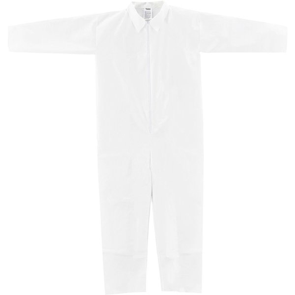 Global Industrial Disposable Coverall, L, 25 PK, White, 60&#37; Polypropylene/40&#37; Polyethylene 708188L